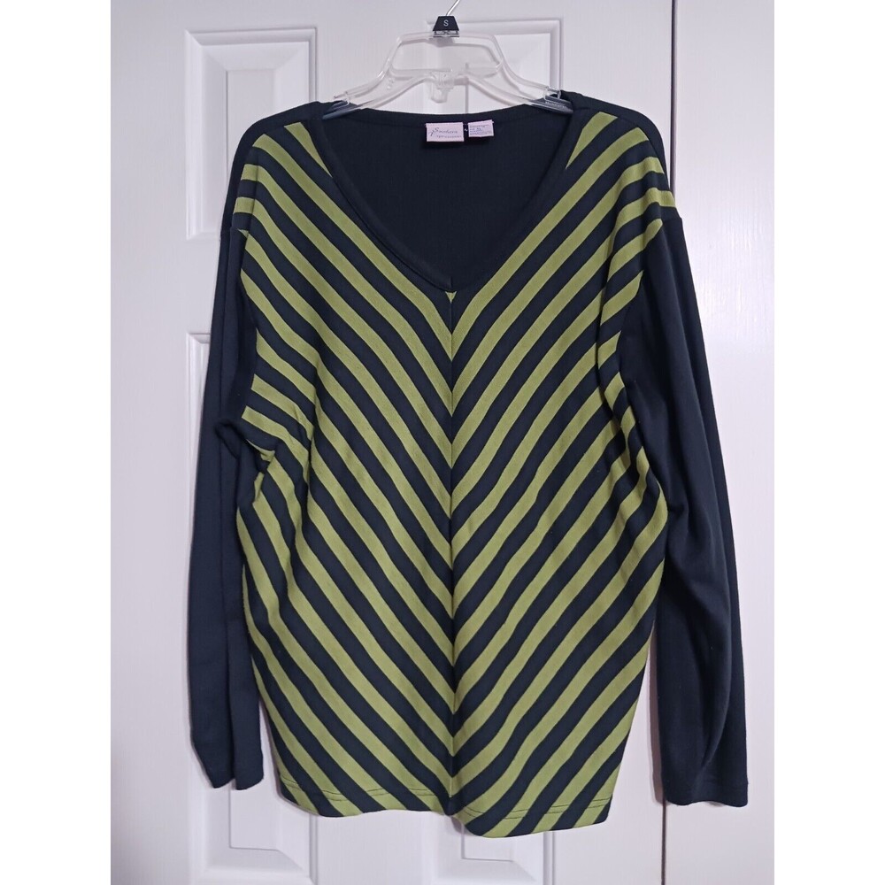Women's Southern Expressions Long Sleeve V-Neck Top Size XL Lime